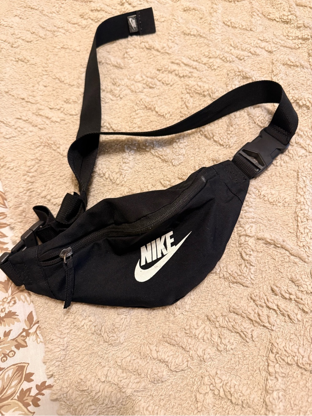 Nike Black Waist Pack with White Swoosh